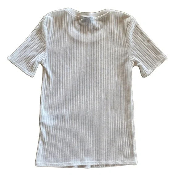 Topshop Alexa tee short sleeve ribbed white size 2 - Picture 2 of 11